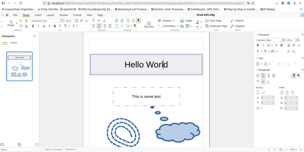 Free Online Office with Collabora core 25.04 in edit mode