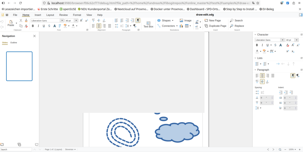 Free Online Office with LibreOffice core master in edit mode